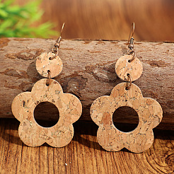 Boucles d'oreilles pendantes en bois et alliage de zinc&nbsp;WG01F54-01