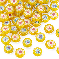 50 Stück 2 Farben handgefertigte Millefiori Bunte Malereiperlen&nbsp;LAMP-TADJ0001-03C