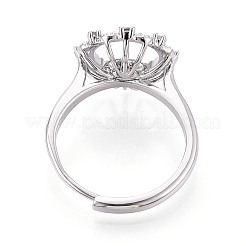 В форме цветка латунный микропаве прозрачный кубический цирконий регулируемые настройки кольца KK-T076-45P