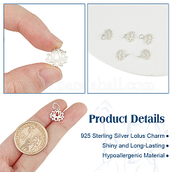 6 шт. 925 полых серебряных подвески-лотоса STER-DR0001-34
