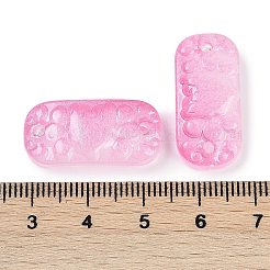 スプレー塗装された透明ガラスコネクタチャーム  カーブ長方形のリンク  ショッキングピンク  25x12x6.5mm  穴：1.4mm&nbsp;GLAA-H035-06I