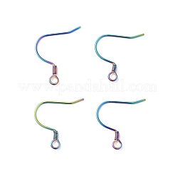 304ステンレススチールピアスフックイオンプレーティング（IP）  水平ループ付き  虹色  18~19x18~19x1.5mm  穴：2mm  22ゲージ  ピン：0.6mm&nbsp;STAS-F227-28-MC