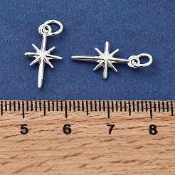 真鍮チャーム  丸カン付き  長持ちメッキ  スターのチャーム  925銀メッキ  17x9.7x2.5mm  穴：3.4mm&nbsp;KK-J275-02S