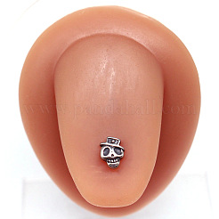 スカル 304 ステンレス ストレート バーベル 15 ゲージ ピアス 舌リング 女性 男性用  ステンレス鋼色  16mm  ピン：1.6mm&nbsp;WG4053D-02