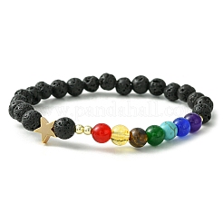 Bracelet sur le thème des chakras avec pierres précieuses naturelles et synthétiques mélangées&nbsp;BJEW-JB09806