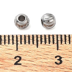 変色しにくい303ステンレススチールビーズ  ムーン模様でラウンド  ステンレス鋼色  4x3mm  穴：1.5mm&nbsp;STAS-Q302-01C-P