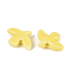 手作りの陶器ビーズ  光沢釉の磁器  鳥  きいろ  16.5~17x13.5~14x4.5~5mm  穴：1.5~2mm&nbsp;PORC-N013-09C