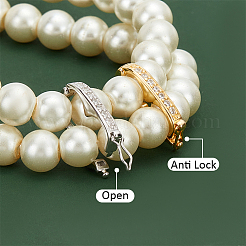 2 шт. 2-цветные родиевые застежки-крутилки из стерлингового серебра с микропаве из прозрачных кубических цирконий&nbsp;FIND-PH0018-35B