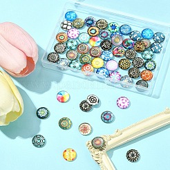 60 шт. полукруглые кабошоны из печатного стекла GGLA-FS0001-14