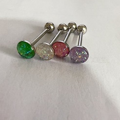 ステンレススチールエナメル舌リング  ステンレス鋼色  フラットラウンド  トウモロコシの穂の黄色  12mm  ピン：1.6mm&nbsp;WG76637-07