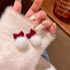 Серьги-гвоздики с бантом и круглыми подвесками из сплава полиэстера FS-WG7608C-01