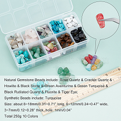 250 г 10-х цветных бусин из натуральных и синтетических драгоценных камней G-NB0002-58