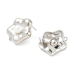 Фурнитура для сережек-гвоздиков из латуни и пластика с жемчугом KK-G547-06P