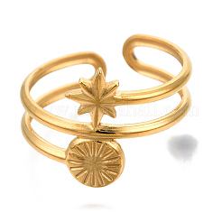 Ионное покрытие (IP) 304 нержавеющая сталь звездообразное манжетное кольцо&nbsp;RJEW-N038-111LG