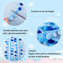 6.5 ярд полиэстеровых помпонов градиентного цвета с бахромой и кружевной отделкой SRIB-PH0001-41