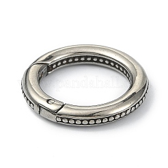 チベットスタイル 316 外科用ステンレス鋼スプリングゲートリング  丸いリング  アンティークシルバー  18.5x3.4mm&nbsp;STAS-E191-02AS-01