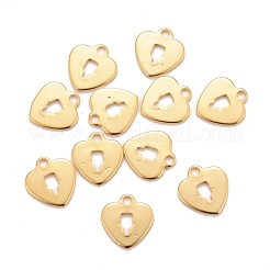 ステンレススチールチャーム201個  空白タグのスタンプ  ハートロック  24KGP本金メッキ  10x9.5x0.8mm  穴：1.4mm&nbsp;STAS-L232-016G