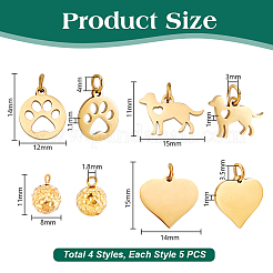 20 шт. 4 стиля подвески из нержавеющей стали 304&nbsp;STAS-PH0006-62