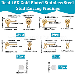 201 фурнитура для сережек-гвоздиков из нержавеющей стали STAS-BBC0007-17
