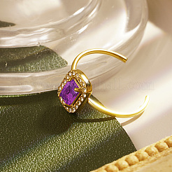 Стильные женские манжеты-кольца из нержавеющей стали 304 с паве из кубического циркония&nbsp;PN1214-2