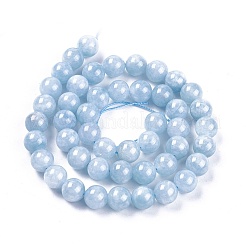 天然石ホワイトジェイドビーズ連売り  染め  模造アクアマリン  ラウンド  8~8.5mm  穴：1.2mm  約47個/連  14.8インチ〜15インチ（37.5~38cm）&nbsp;X-G-L500-01-8mm