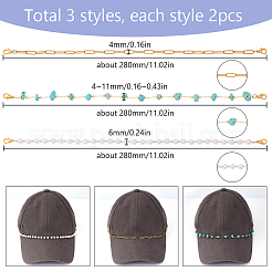 6 chaîne de casquette de baseball en perles synthétiques turquoise et 3 styles&nbsp;AJEW-SC0003-55