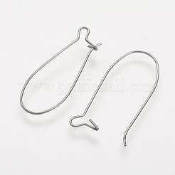 変色しにくい304ステンレススチールイヤリングフープ  ステンレス鋼色  21ゲージ  34x14mm  穴：2mm  ピン：0.7mm&nbsp;STAS-P104-17P