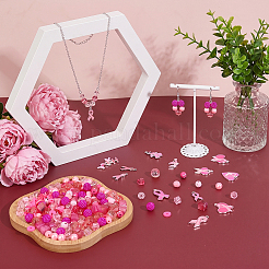 Kit di ricerca per la creazione di gioielli fai da te con tema nastro rosa di sensibilizzazione&nbsp;DIY-PH0032-28