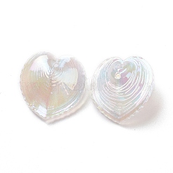 UVメッキレインボー虹色アクリルパーツ  きらめき  ハートチャーム  ホワイト  30.5x30x11mm  穴：1.8mm&nbsp;OACR-C003-08G