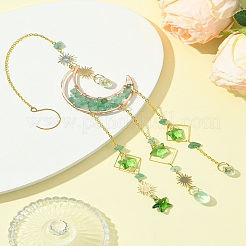 Натуральные зеленые авантюриновые чипсы лунные подвески украшения HJEW-FS00027-03