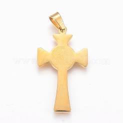 304ステンレスペンダント  クロス  cssmlndsmdクロス神父宗教キリスト教のペンダント  ゴールドカラー  35x20x2mm  穴：4x7mm&nbsp;STAS-F165-29G-A