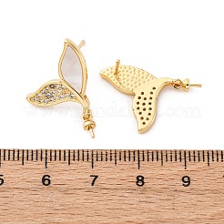 Фурнитура для серег-гвоздиков из латунных ракушек с микропаве из кубического циркония KK-D363-05G