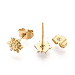Sonnen-Ohrstecker aus 304er Edelstahl für Damen&nbsp;EJEW-C004-09G
