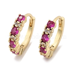 Veri orecchini a cerchio in ottone placcato oro 18k con zirconi cubici&nbsp;EJEW-C012-08