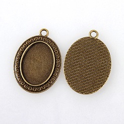 Impostazioni epoca tibetano ciondolo in lega cabochon lunetta&nbsp;TIBEP-M018-39AB-NF