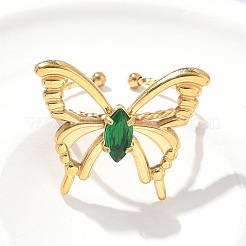 Кольца-манжеты из нержавеющей стали 304 с микропаве из кубического циркония&nbsp;RJEW-D310-04G