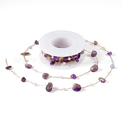 2 м цепочки из натурального аметиста и АБС-пластика&nbsp;CHC-TA0001-25