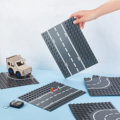 6種類のスタイルのプラスチック製道路ベースプレート2個  シティストリートストレートロードビルディング  積み木玩具用  長方形  グレー  192~255x192x6mm&nbsp;AJEW-OC0003-05