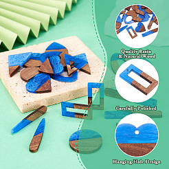 20шт 10 стиля подвески из прозрачной смолы и орехового дерева&nbsp;RESI-TA0003-21