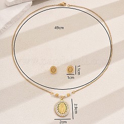 Комплект из 201 овального страза из нержавеющей стали с подвеской в виде Девы Марии и серег-гвоздиков для женщин RA9493