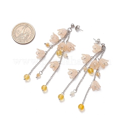 Серьги-гвоздики с кисточками из акрила EJEW-TA00648-03