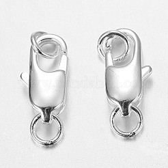 真鍮カニカン  カドミウムフリー＆ニッケルフリー＆鉛フリー  銀色のメッキ  16x6mm  穴：2.5mm&nbsp;X-KK-KK802-S-NR