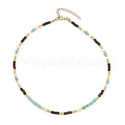 Женские ожерелья из синтетической бирюзы и кокоса в стиле хейши NJEW-JN05460-02