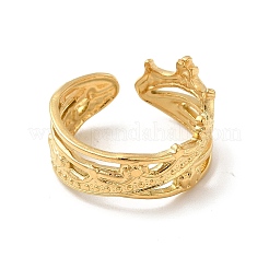 Anillo de puño abierto con corona de acero inoxidable 304 con revestimiento iónico (IP) para mujer&nbsp;RJEW-E066-11G