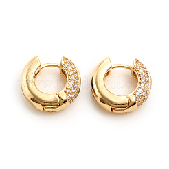 Серьги-кольца Huggie из латуни с прозрачным фианитом и прозрачным фианитом EJEW-L234-77-G