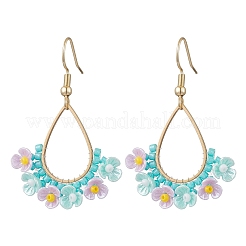 Серьги-капли из смолы и стеклянных бусин EJEW-MZ00401-02