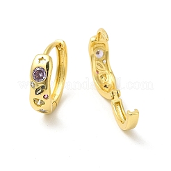 Серьги-кольца со звездами и сердцем из кубического циркония EJEW-E270-32G