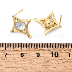 Фурнитура для сережек-гвоздиков из латуни и стекла в форме звезды KK-P340-10G-01
