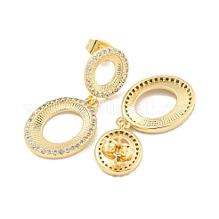 Овальные серьги-гвоздики с подвесками из латуни и прозрачного фианита EJEW-M258-25G