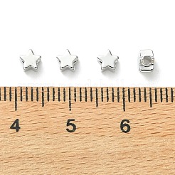 シェグレイス真鍮製スタービーズ  カドミウムフリー＆ニッケルフリー＆鉛フリー  プラチナメッキ  4x4x3mm  穴：1.2mm&nbsp;XGRPCU149-299P